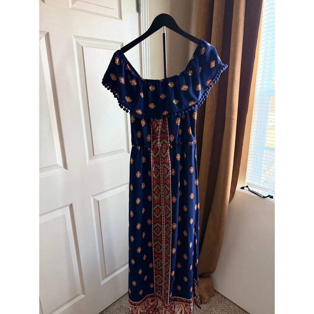 3 for $9 As you Wish Boho Mid Dress off shoulder slit S euc